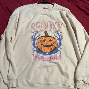 Pink Lily Cream Spooky Pumpkin Sweater